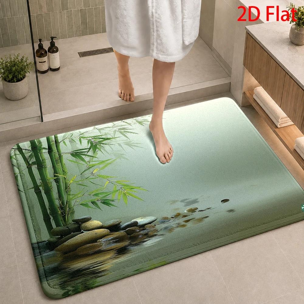 Bamboo Bath Mat - Waterproof Bathroom Bath Rug Mat Bamboo