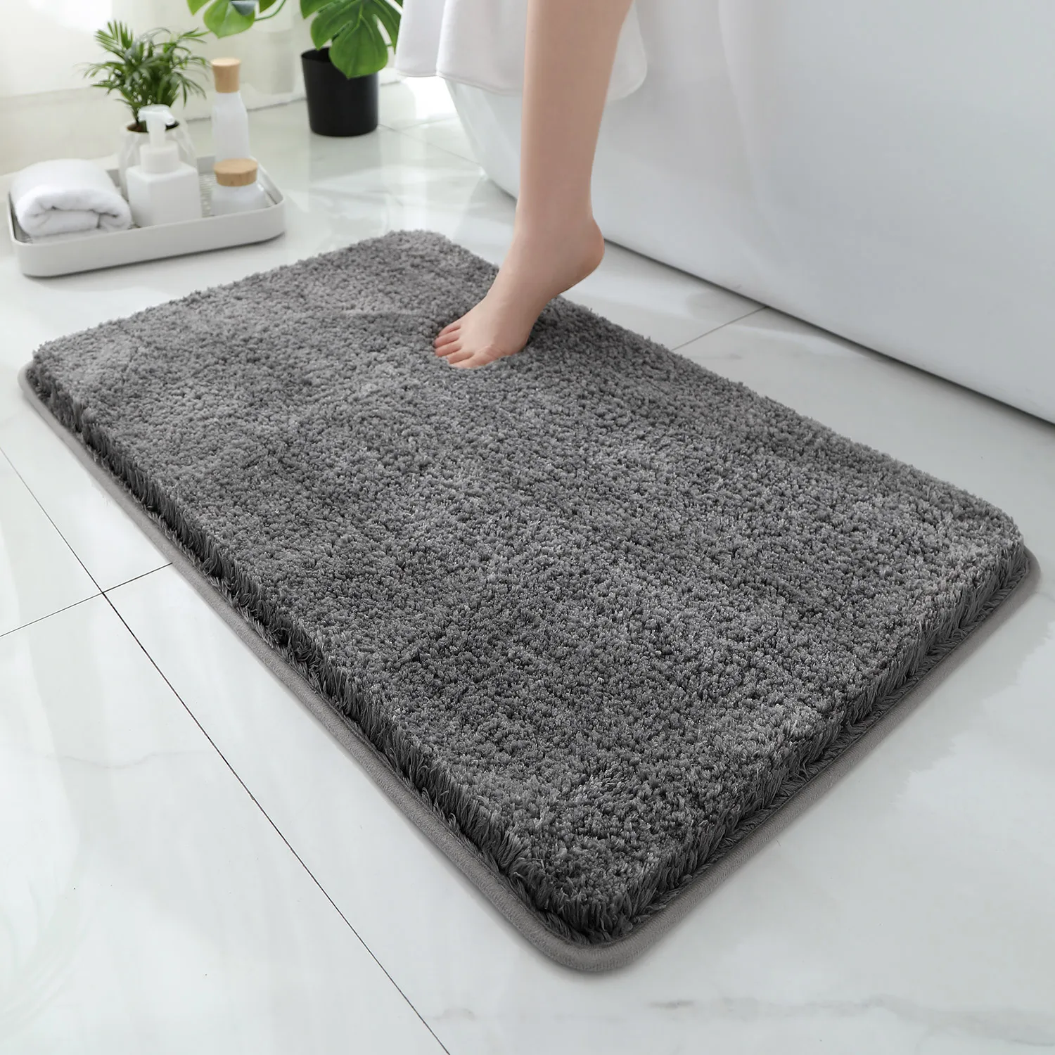Bamboo Bath Mat - Rounded and thickened bathroom floor mat,