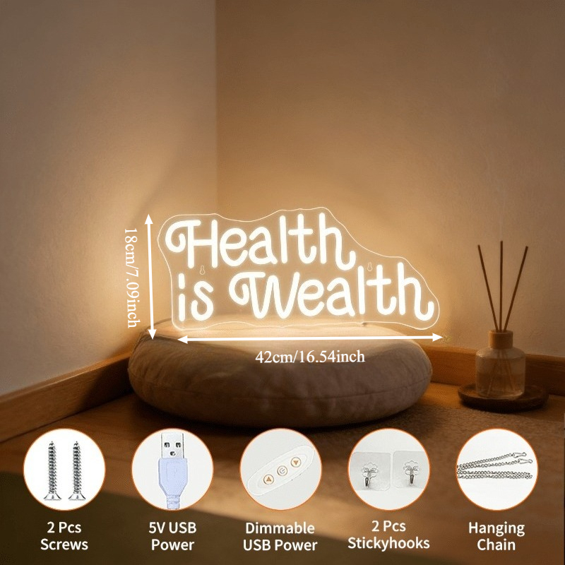 Health is Wealth Neon Sign LED - Health Wellness Lifestyle review and price